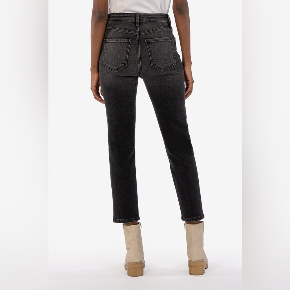 New! Kut from the Kloth Rosa Vintage Straight Leg Crop Denim Jeans Black Size 14 - Picture 3 of 9